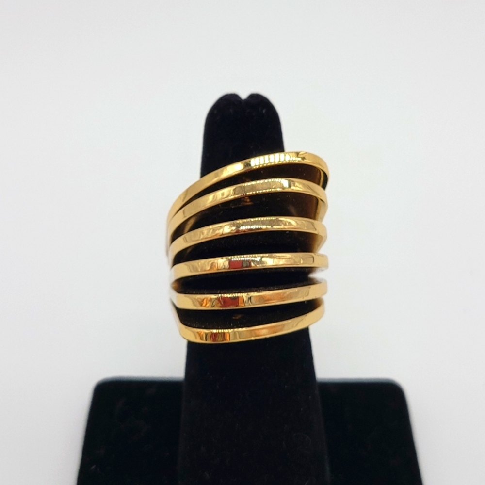 Vita Fede Futuro Cut Ring 24K Gold-Plated NEW
